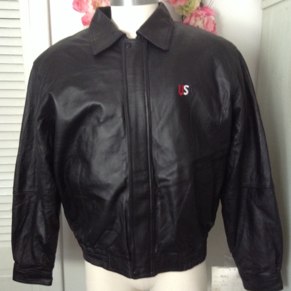 VILANTO BLACK BIKER USA LEATHER BOMBER JACKET NWOT, L